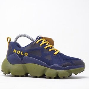 HOLO Women Nephelae Sneakers Navy Blue Yellow Recycled Eco Trail Shoes 7.5